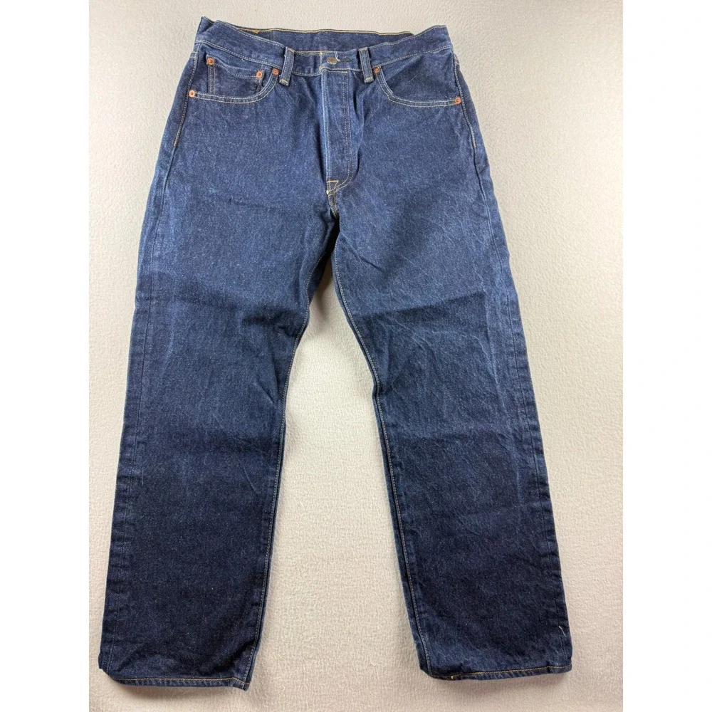 Levis 501 Original Fit Mens Dark Wash Indigo Button Fly Jeans W34 L30 00501-0000